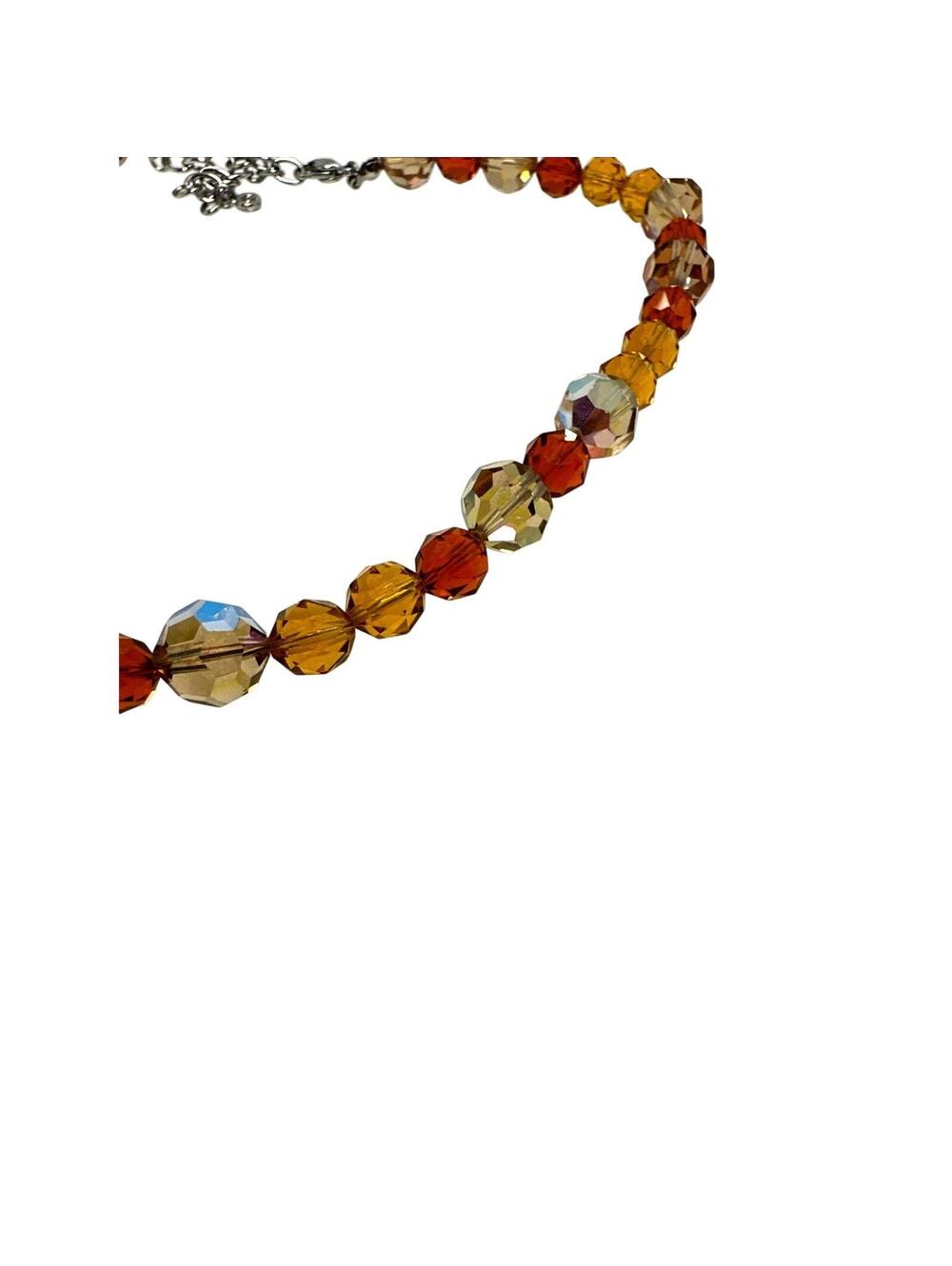 SWAROVSKI necklace faceted crystals beads 15”-18” Long Gold Orange Light Brown - Picture 4 of 7